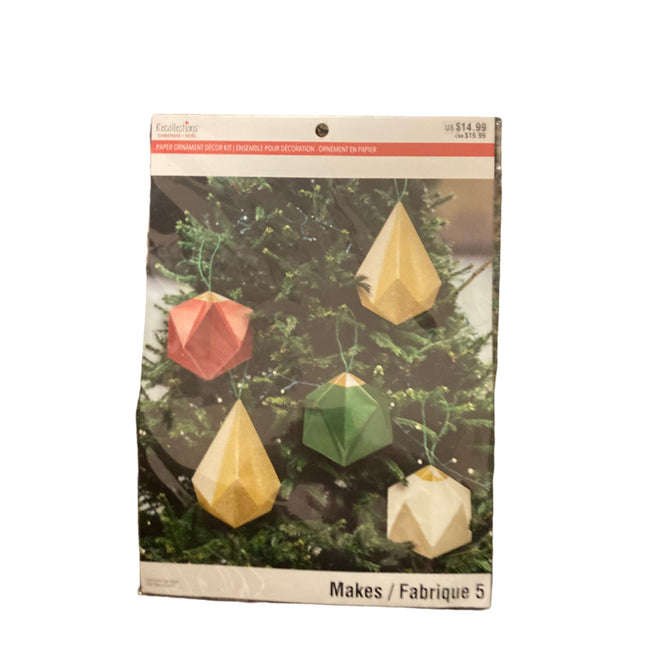 Recollections Christmas Paper Ornaments Decor Kit 11x8in