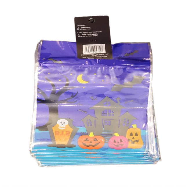 Halloween Purple with Haunted Scene Resealable Treat Bags 24pc