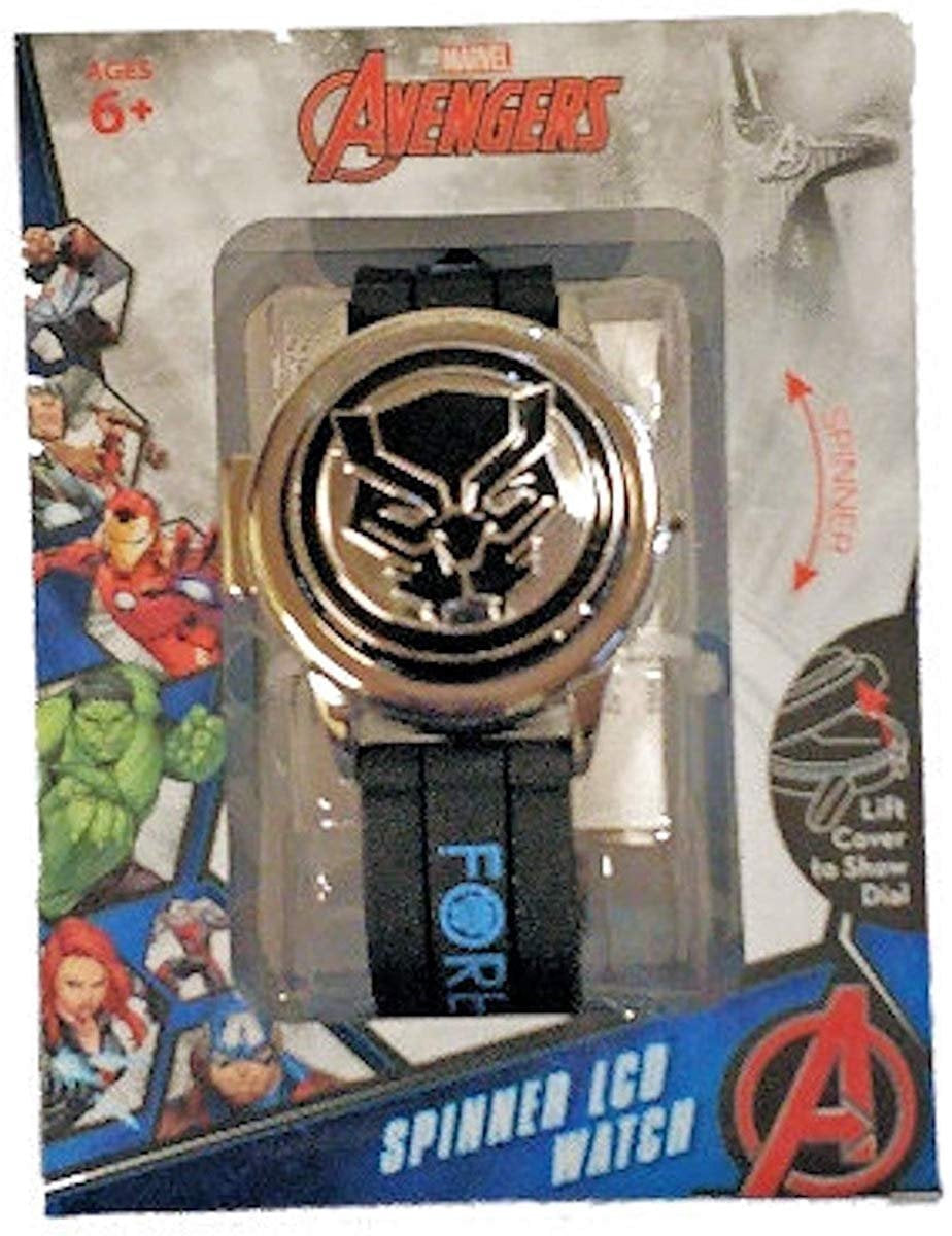 Marvel Black Panther Flip Top Spinner Digital Bumpy Rubber Watch