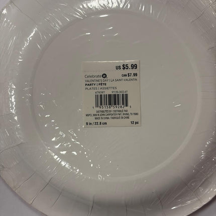 Valentine's Day Plates 9"  12 Pcs by Celebrate IT