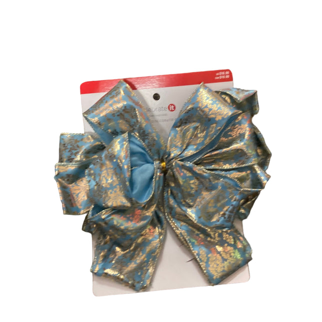 Celebrate it Christmas Blue Tree Topper Bow 9.5x11in