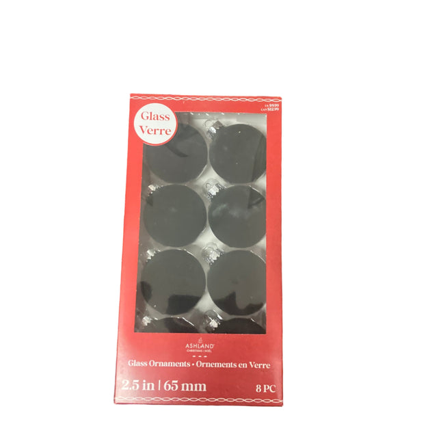 Ashland Christmas Black Mesh Glass Ornaments 2.5in 8Pc