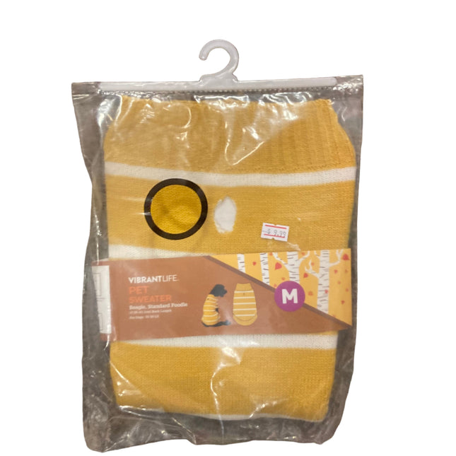 Vibrant Life Yellow Striped Dog Sweater 17in 20-50LB M