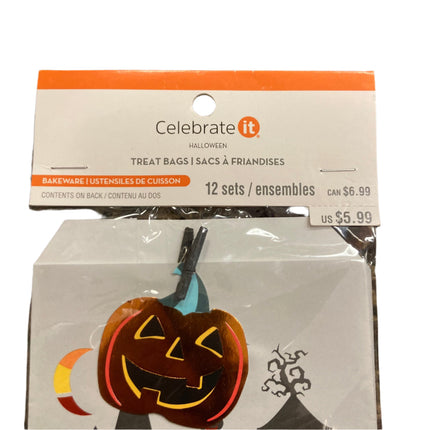 Celebrate it Halloween Treat Bags with Pins and Tags 10x5in