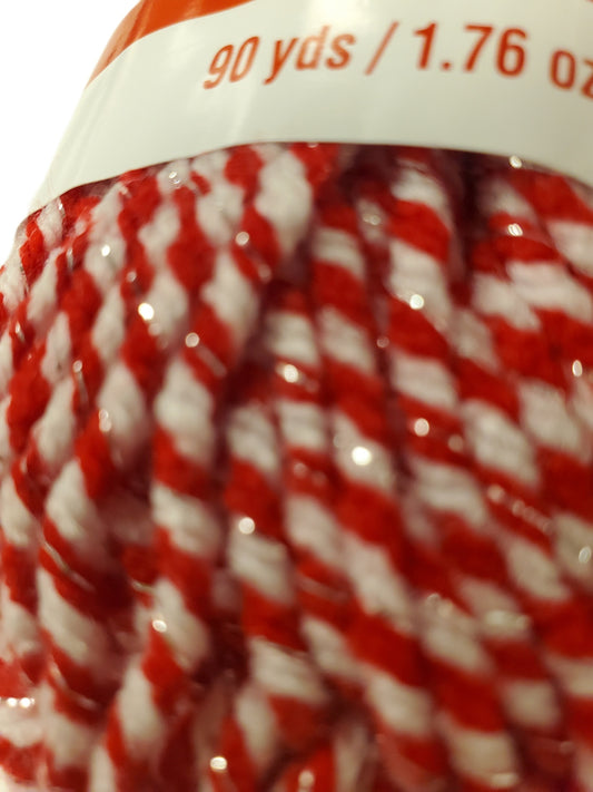 COLOR CRAFT CHRISTMAS YARN, 90 YARDS CANDY CANE SPARKLE