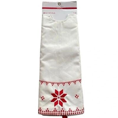 White & Red Snowflake Christmas Tree Skirt 48"
