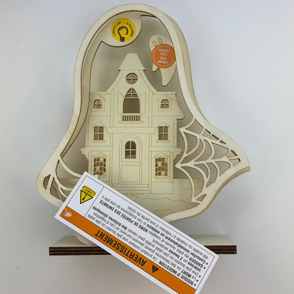 DIY LED Haunted House Ghost Shadow Box Decor 8 x 7 in