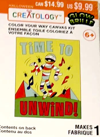 Creatology Color Your Way "Time To Unwind" Canvas Kit Glow Brille, 14" x 9"