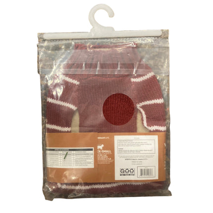 Vibrant Life Red and White Strips Pet  Sweater 8in Length,3-7Lb Pet Weight XXS