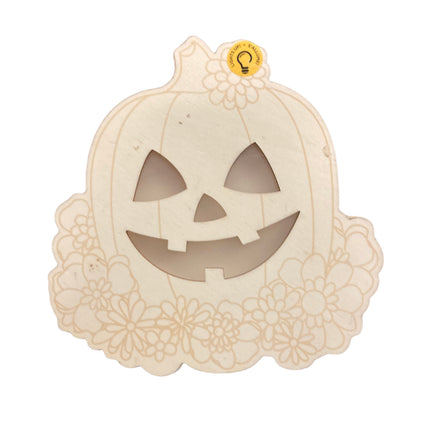 Make Market Halloween Pumpkin and Flowers Light Up Decoration 8x9in