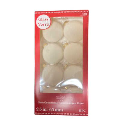 Ashland Christmas White Mesh Glass Ornaments 2.5in 8PC