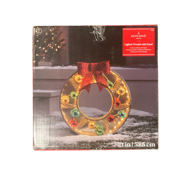 Ashland Christmas Lighted Wreath With Stand 21 in