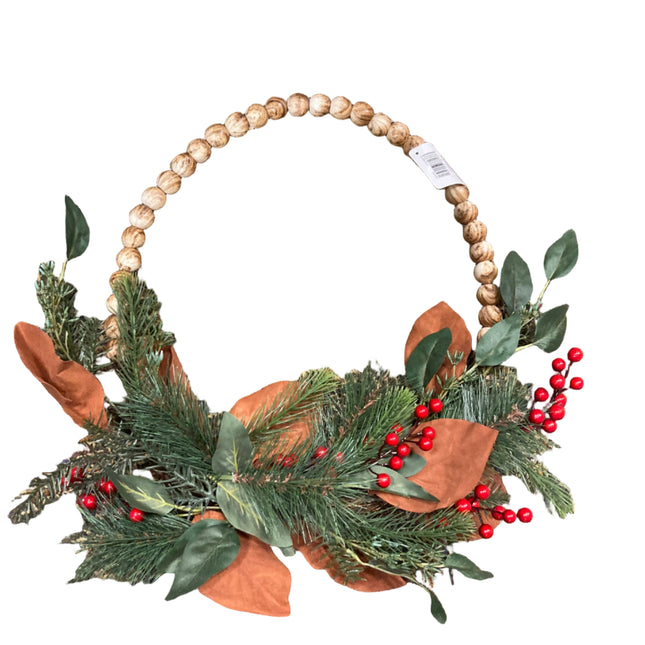 Ashland Christmas Hoop Wreaths with Leaves 17in