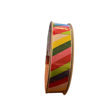 Celebrate it Christmas Colorful Stripes Ribbon 7/8inx24ft