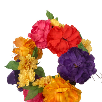 Ashland Day of the Dead Colorful Flowers Wreaths 16 in