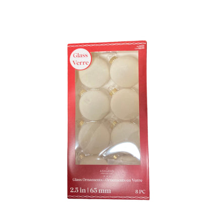 Ashland Christmas White Mesh Glass Ornaments 2.5in 8PC