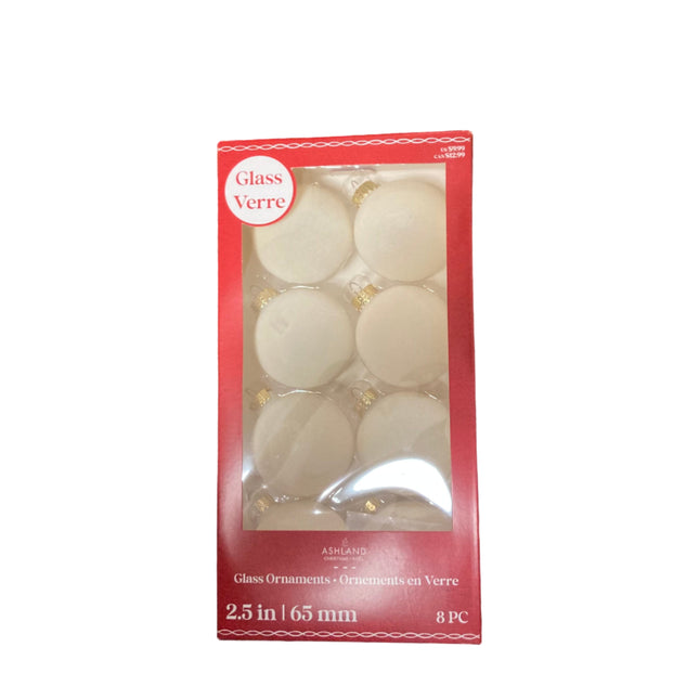 Ashland Christmas White Mesh Glass Ornaments 2.5in 8PC