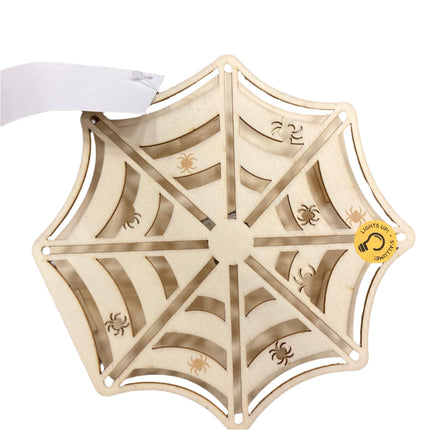 Make Market Halloween Spiderweb Light Up Wooden Decoration 8in