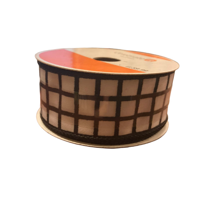 Celebrate it Halloween White Squares Wired Ribbon 1.5inx25ft