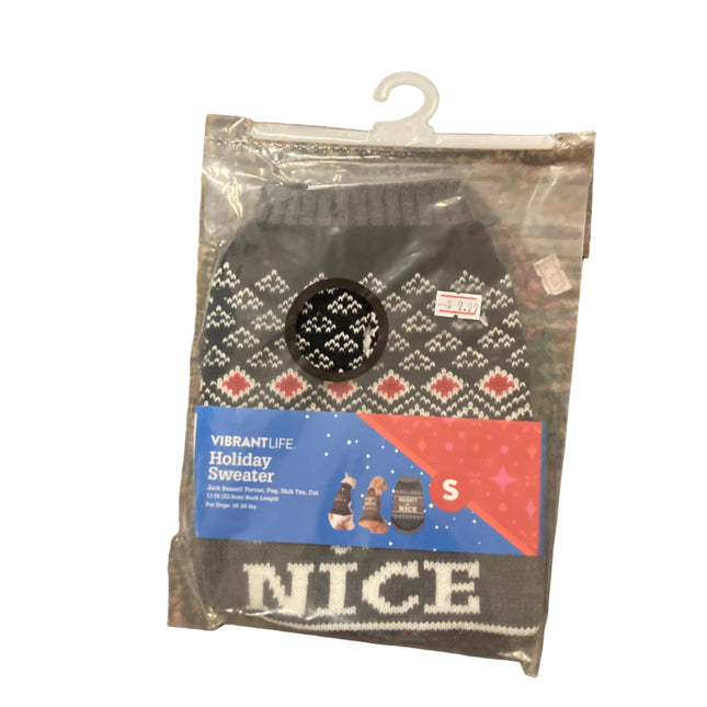 Vibrant Life Pet Sweater Naughty or Nice 13in 10-30LB S