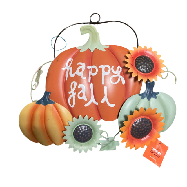 Celebrate Togethet Happy Fall Pumpkins Metal Wall Decor 13x16in