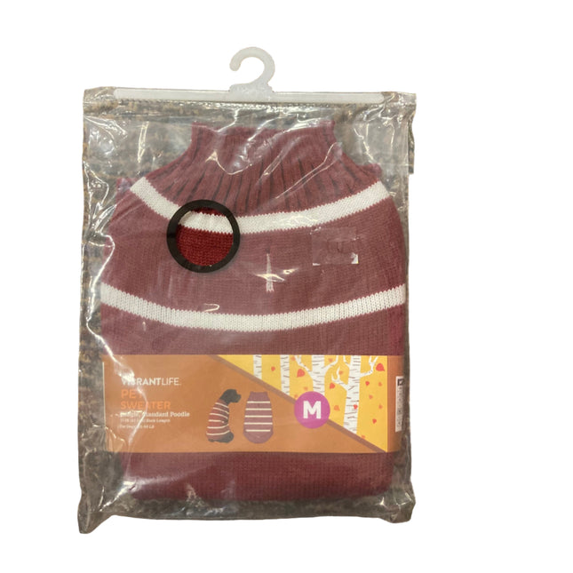 Vibrant Life Red and White Stripes Dog Sweater 17in Length,20-50Lb Weight M