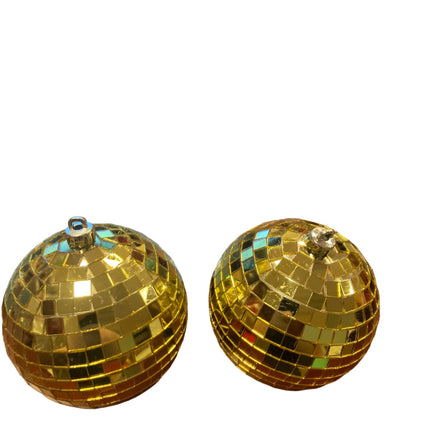 Ashland Christmas Golden Disco  Ball Ornaments 4in 2PC