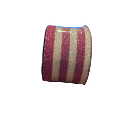 Celebrate it Christmas Red and a White Wired Ribbon 3.5inx12ft