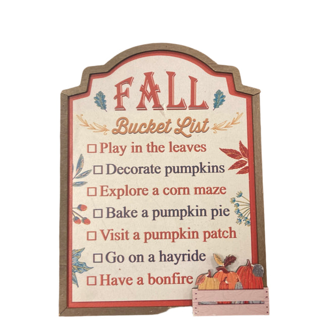 Ashland Fall Bucket List Table Decor 8x6in
