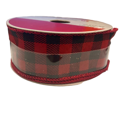 Celebrate it Christmas Red and Black Squared Ribbon 1.5inx30ft