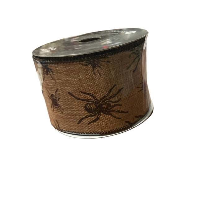 Celebrate it Spiders in Brown Background Wired Ribbon 2.5x20ft