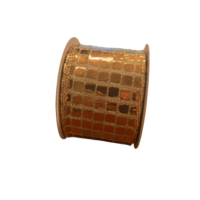 Celebrate it Christmas Golden Squares Ribbon 2.5inx20ft