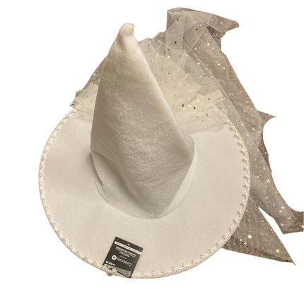 Celebrate it Halloween White Witch Hat 8in Diameter