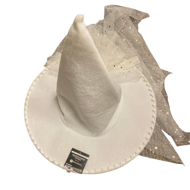 Celebrate it Halloween White Witch Hat 8in Diameter