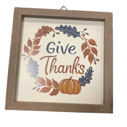 Ashland Fall Give Thanks Wall Decor Sign 7.5x7.5in