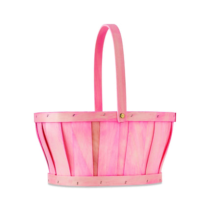 Easter Pink Oval Woodchip Basket, 12 in x 9.5 in x 13 in, by Way To Celebrate