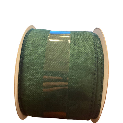 Celebrate it Christmas Green Cloth Wired Ribbon 2.5inx20ft