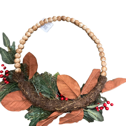 Ashland Christmas Hoop Wreaths with Leaves 17in
