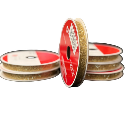 Celebrate It Gold Glitter Ribbon 3/8 in * 30 ft - Christmas & Easter