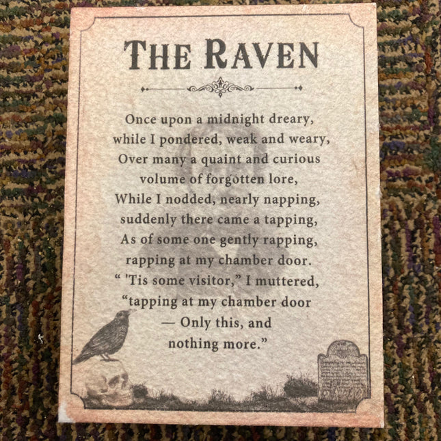 Ashland Halloween The Raven Poem Sign Decoration 8x6in