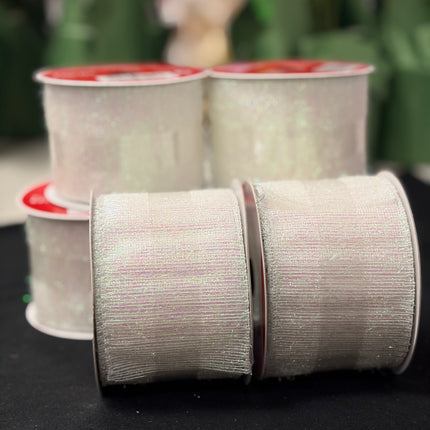 Celebrate It White Glitter Ribbon 2.5in x 20ft | Christmas & Easter
