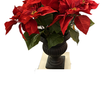 Ashland Silk Poinsettia in Black Vase, 24"x18"
