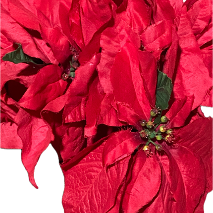 19" Red Poinsettia Water-Resistant Floral Bush