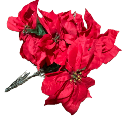 19" Red Poinsettia Water-Resistant Floral Bush