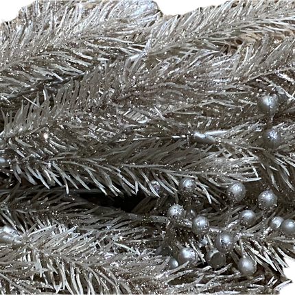 Glittery Silver Pine & Berry Bush 12" by Ashland