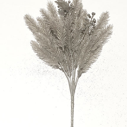 Glittery Silver Pine & Berry Bush 12" by Ashland
