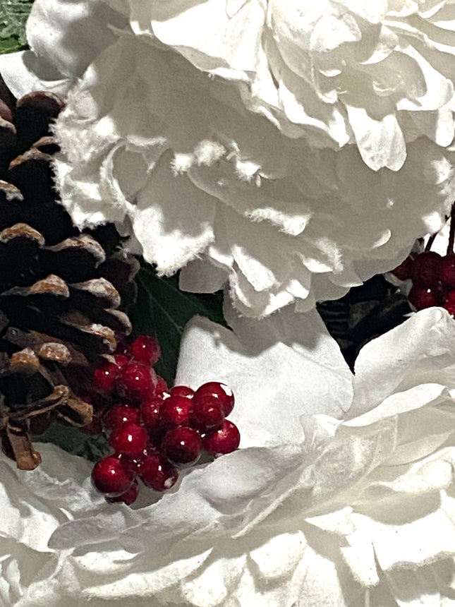 White Peony Pinecone and Berry Bush by AshlandÂ®