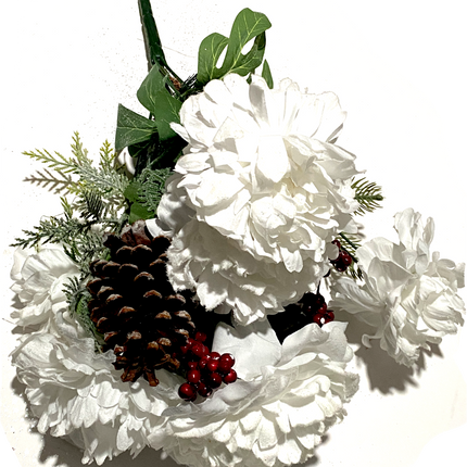 White Peony Pinecone and Berry Bush by AshlandÂ®