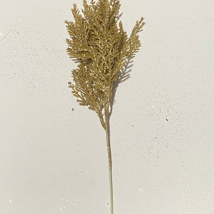 16" Gold Glitter Pine Bush for Christmas Decor