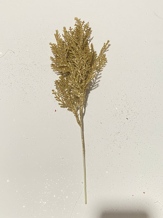 16" Gold Glitter Pine Bush for Christmas Decor